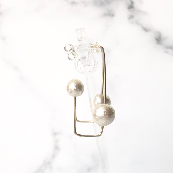 rectangle pearl hoop earring　SV925 6枚目の画像