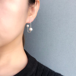 rectangle pearl hoop earring　SV925 9枚目の画像
