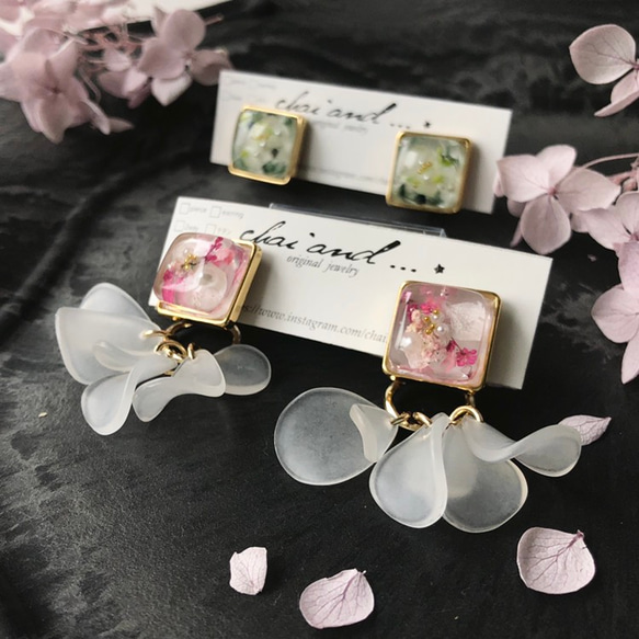 【2way】Botanical petal fringe -pink-　earring/pierce 1枚目の画像