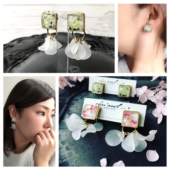 【2way】Botanical petal fringe -pink-　earring/pierce 8枚目の画像