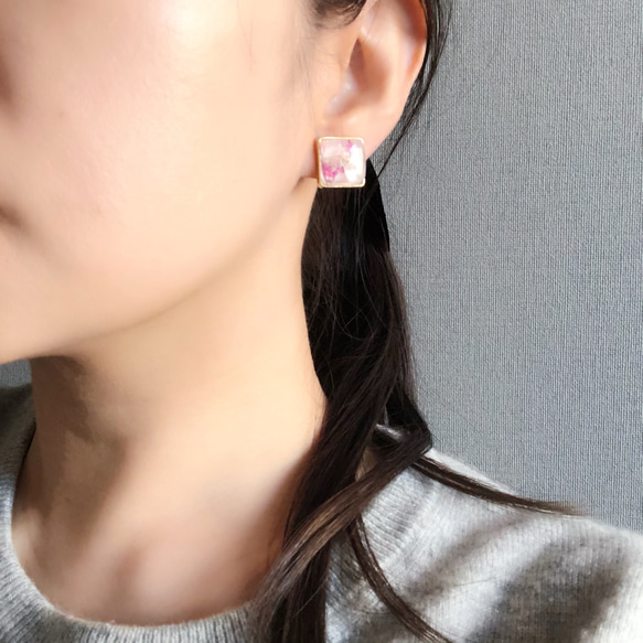 【2way】Botanical petal fringe -pink-　earring/pierce 9枚目の画像