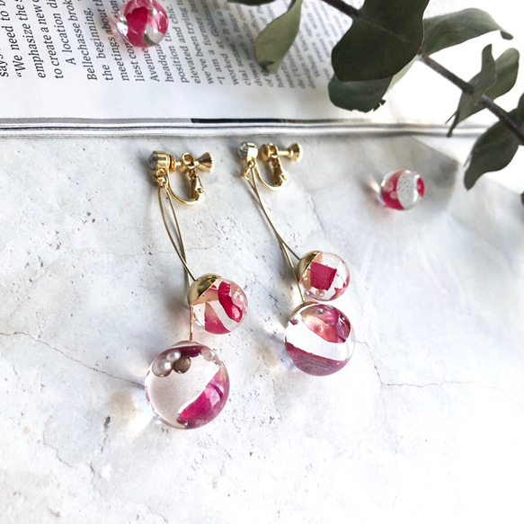 Botanical  Cherry -rose-　earring/pierce 3枚目の画像