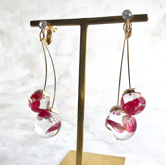 Botanical  Cherry -rose-　earring/pierce 6枚目の画像