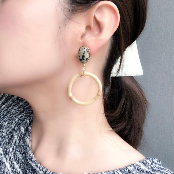 Circle 　01　-Dalmatian Jasper-　earring/pierce 5枚目の画像