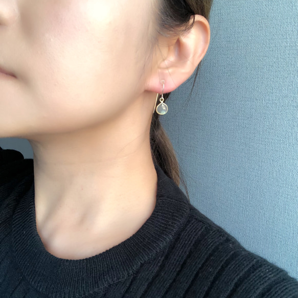 14kgf hook nonhole pierce 枠留めコッパーアマゾナイト 8枚目の画像