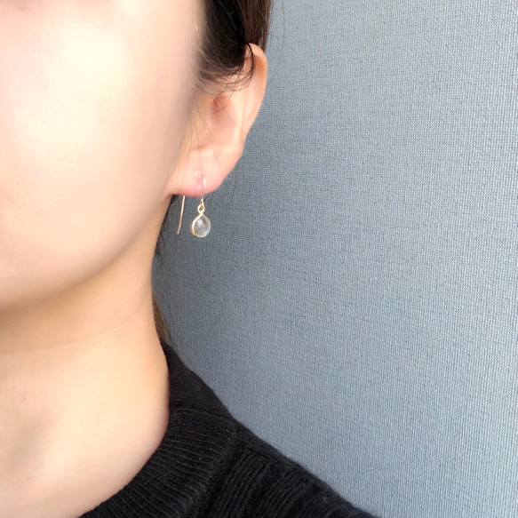 14kgf hook nonhole pierce 枠留めコッパーアマゾナイト 9枚目の画像