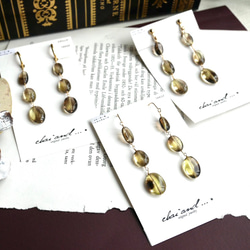14kgf lemon×smoky quartz　pierce/earring 6枚目の画像