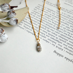 『秋の福袋』 Copper calcite 60㎝ long necklace + pierce/earring 7枚目の画像
