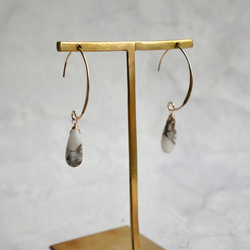 『秋の福袋』 Copper calcite 60㎝ long necklace + pierce/earring 9枚目の画像
