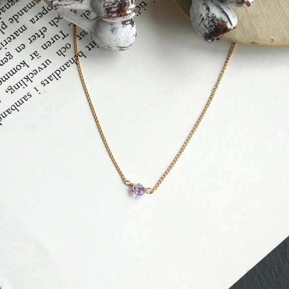 14kgf necklace　-Pink amethyst- 2枚目の画像