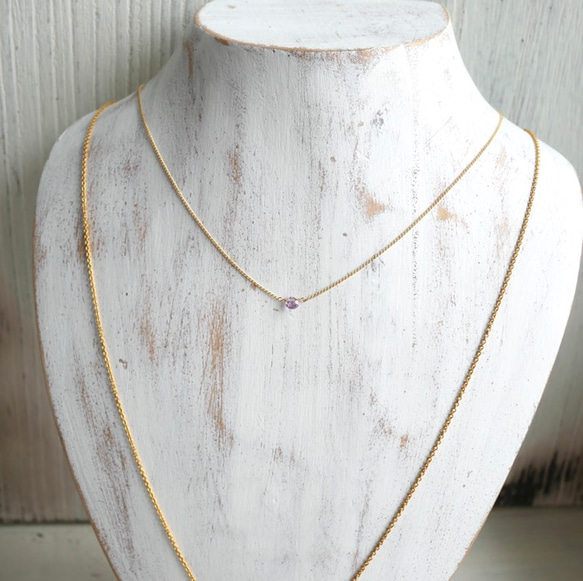 14kgf necklace　-Pink amethyst- 5枚目の画像