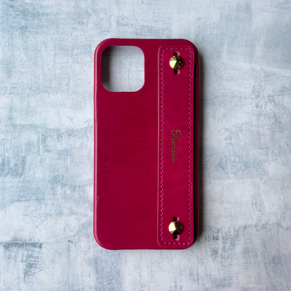 『限定色』革の宝石ルガトーのベルト付きスマホケース　ワイドベルトタイプ　iPhoneケース＋1000円で全機種対応 1枚目の画像