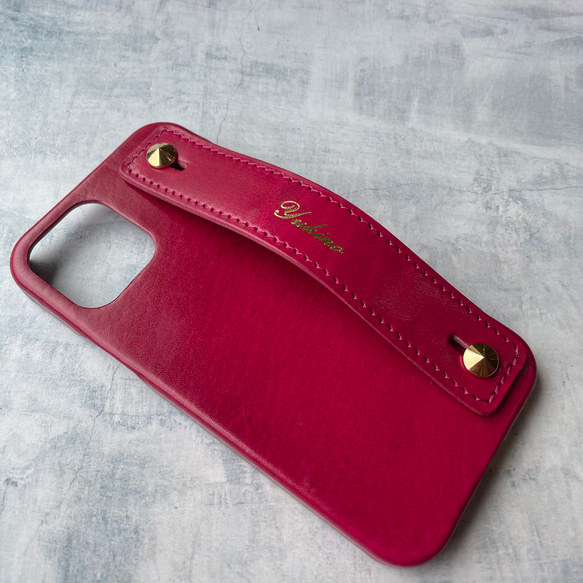 『限定色』革の宝石ルガトーのベルト付きスマホケース　ワイドベルトタイプ　iPhoneケース＋1000円で全機種対応 2枚目の画像