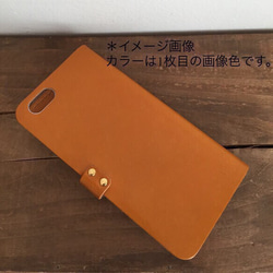 栃木レザー iPhoneX/8/7/6・6s/5・5s・SEケース リボン付き手帳型スマホケース ブラック 4枚目の画像