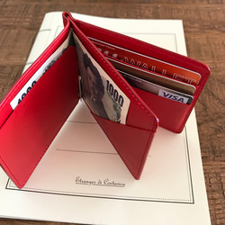 イタリアンレザーブッテーロのマネークリップ 二つ折り財布 2枚目の画像