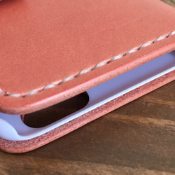 イタリアンレザーブッテーロの手帳型リボンフラップ着せ替えiPhoneX/8/7/6・6s/5・5s・SE 手縫い仕上げ 3枚目の画像