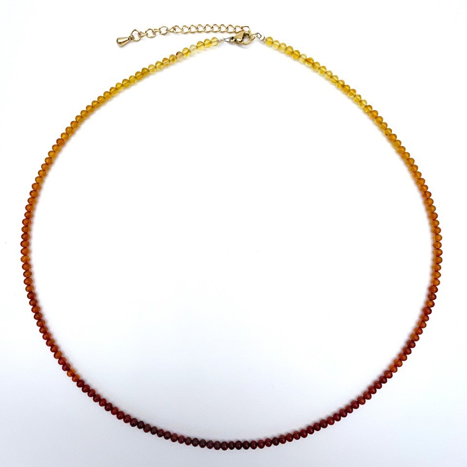 極小リトアニア産バルティックアンバーネックレス 天然琥珀 3mm グラデーション 金属アレルギー対応 40cm 50cm