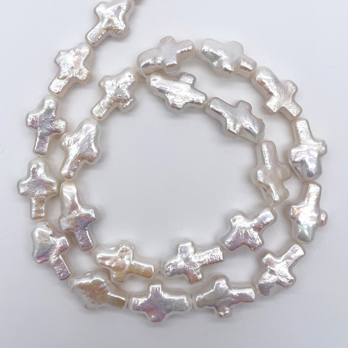 連材 40cm クロス 十字架 淡水パール バロック 16~17mm*10~11mm パーツ