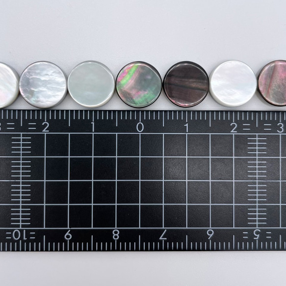 黒蝶真珠貝 コイン シェル 2ピース 10mm ブラック オセロ 白 黒 貫通穴 素材 パーツ ルース 4枚目の画像
