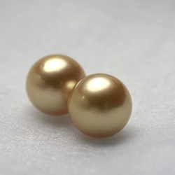 白蝶ゴールドパール 無穴 12.1mm 1粒 ラウンド系 ゴールデン真珠 最高級素材 ルース 素材 パーツ 金 4枚目の画像