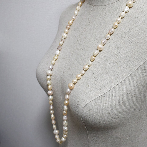 天然パールネックレス15mm-12mm Pearl jewelry 総重量 94