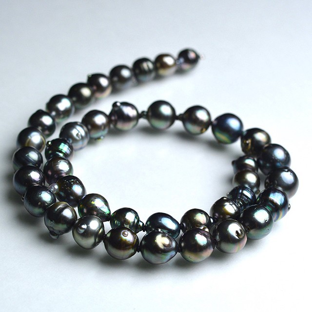 片穴 大きな黒蝶真珠 11~12mm 1粒 貫通 無穴 タヒチパール ラウンド