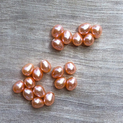 小粒 淡水パール 連 40cm 5~6.5mm*4~5mm ライス オレンジ系 真珠 素材 パーツ 材料 ネックレス 4枚目の画像