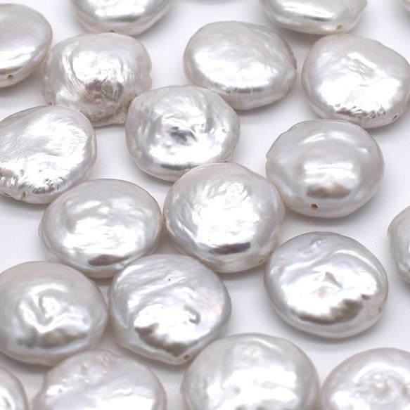 大粒 淡水パール オーロラ バロック コイン 4粒 15mm 真珠 パーツ ルース 素材 3枚目の画像
