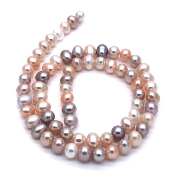 小粒 淡水パール 連 40cm ポテト マルチカラー ナチュラルカラー 素材 パーツ 材料 ネックレス 真珠 2枚目の画像