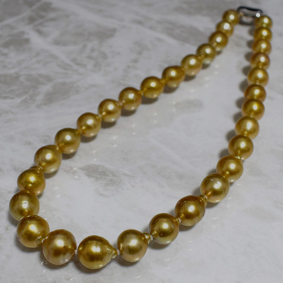 南洋真珠ゴールデンゴールドバロックブレスレット二連2連