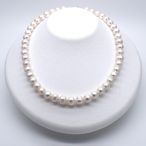 大粒ナチュラル淡水パール サークルラウンドネックレス 本真珠 8~10mm