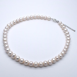 大粒ナチュラル淡水パール サークルラウンドネックレス 本真珠 8~10mm