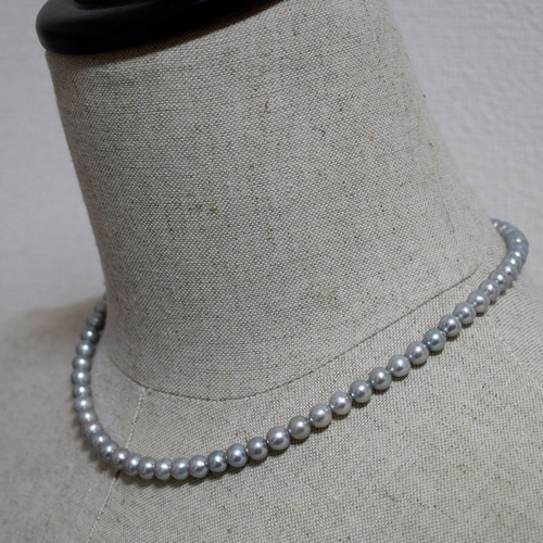 大珠 ラウンド 本真珠 ダークグレー系 ネックレス 9.6〜10.6㎜ M379