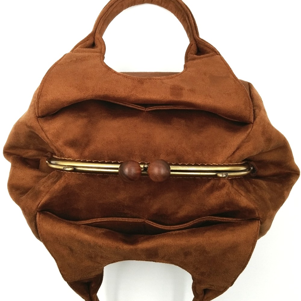 受注製作】3way 23mmドット地 前ポケットのあおりがま口リュック【大  