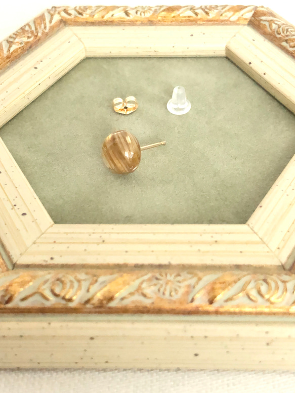 《k14gf 》天然石宝石質ルチルクォーツの一粒ピアス（1つのみ） 6枚目の画像
