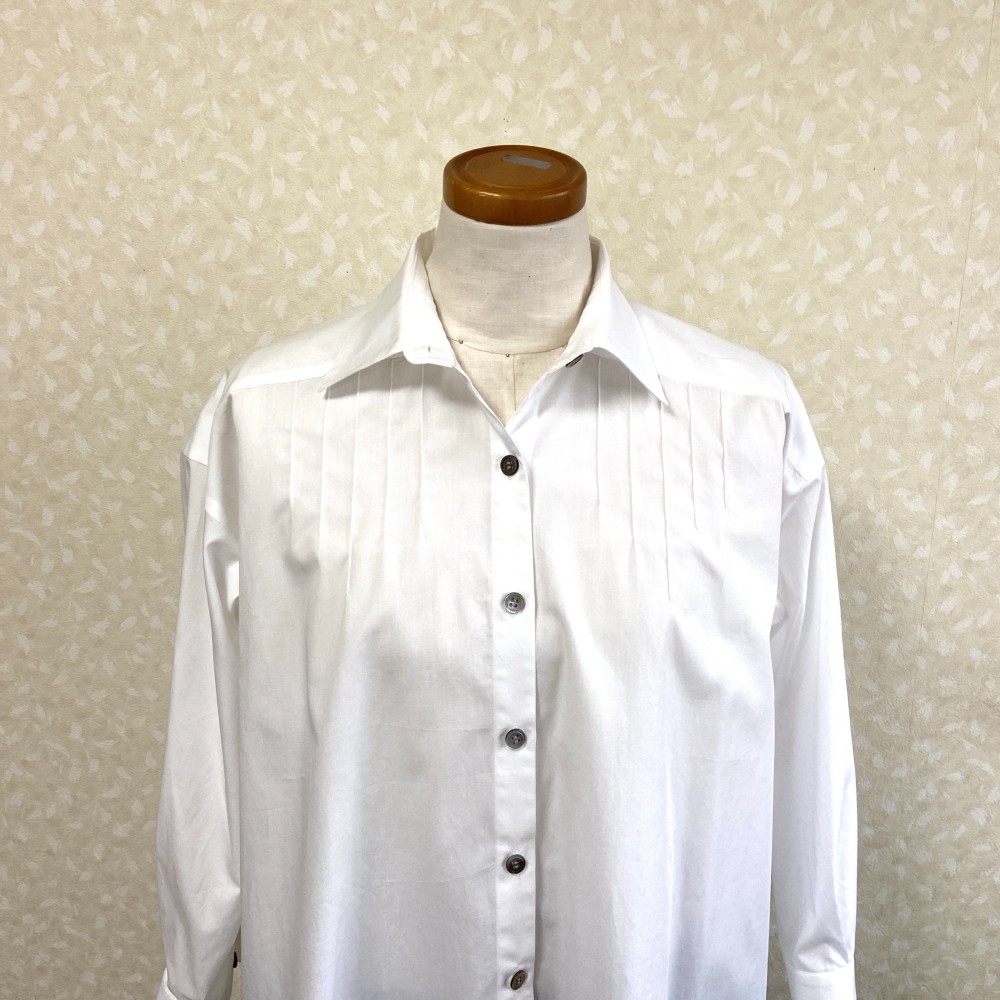 ランダム ピンタック レギュラーカラーシャツ ロング丈