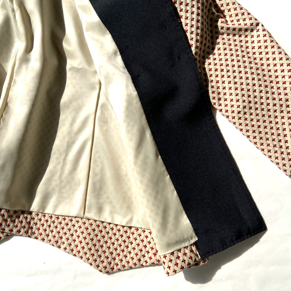 【10%OFF】アシンメトリー 2wayカラー 2tone刺繍柄 ジャケット(アイボリー) 8枚目の画像