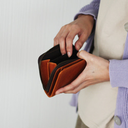 本革 コンパクトウォレット 二つ折り財布 メンズ レディース 小銭入れ W-271 4枚目の画像