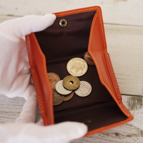 本革 三つ折り財布 ダークブラウン W-063-DB その他ミニ財布