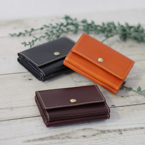 ダークブラウン 本革　三つ折り財布 コンパクト 三つ折り財布 レディース レディス ベジタブルレザー