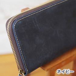 本革 オイルレザー ラウンドウォレット 長財布 ラウンドファスナー W-039 6枚目の画像