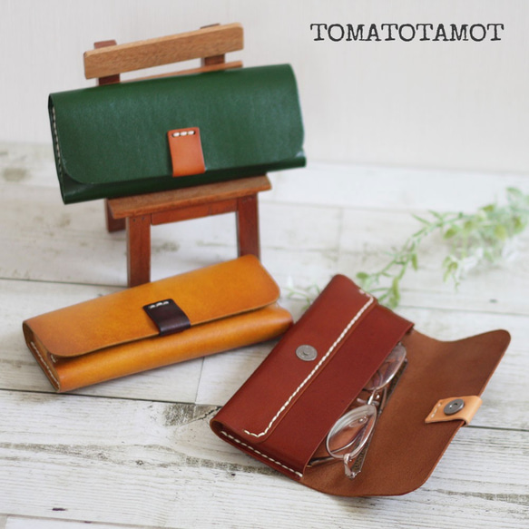 本革 眼鏡ケース メガネケース  リーディンググラス 老眼鏡 化粧ポーチ モバイルバッテリーケース  G-111 1枚目の画像