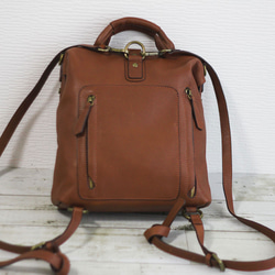 本革 スクエア口枠リュック 自転車通勤 B-139 3枚目の画像