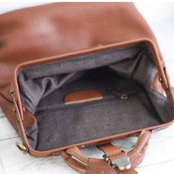 本革 スクエア口枠リュック 自転車通勤 B-139 5枚目の画像