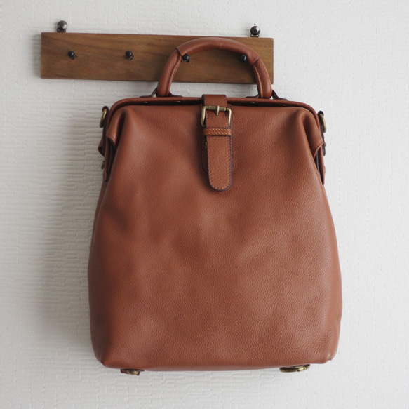 本革 スクエア口枠リュック 自転車通勤 B-139 8枚目の画像