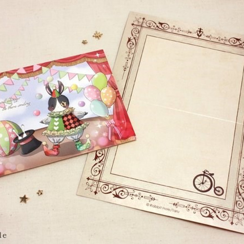 メッセージカードセットC】夢見るラブリーうさぎ＆道化師エディ