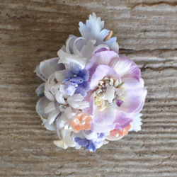 染め花・貝殻花のヘアクリップ付コサージュ／入学式、卒業式にもおすすめ 2枚目の画像
