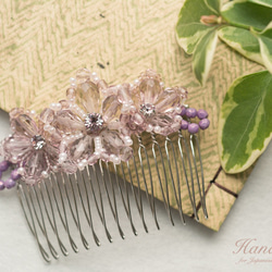 夜桜の髪飾り（櫛型かんざし、コーム） 3枚目の画像
