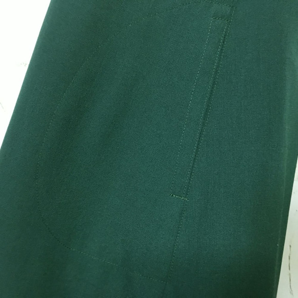 ふんわりフレアージャンパースカート　L　着丈103　ダークグリーンのウールポリ・ツイル　 9枚目の画像