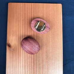 帯留め　天然木　シンプル　楕円形　金具付き　ハンドメイド　蜜ろう仕上げ 7枚目の画像